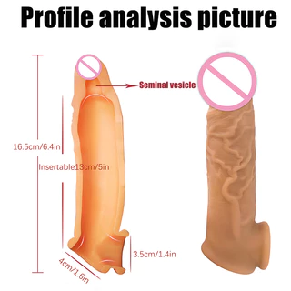 Adicionar 5 Cm Flesh Penis Bainha Extensor De Pênis Ereção Ampliador Manga Potenciadora