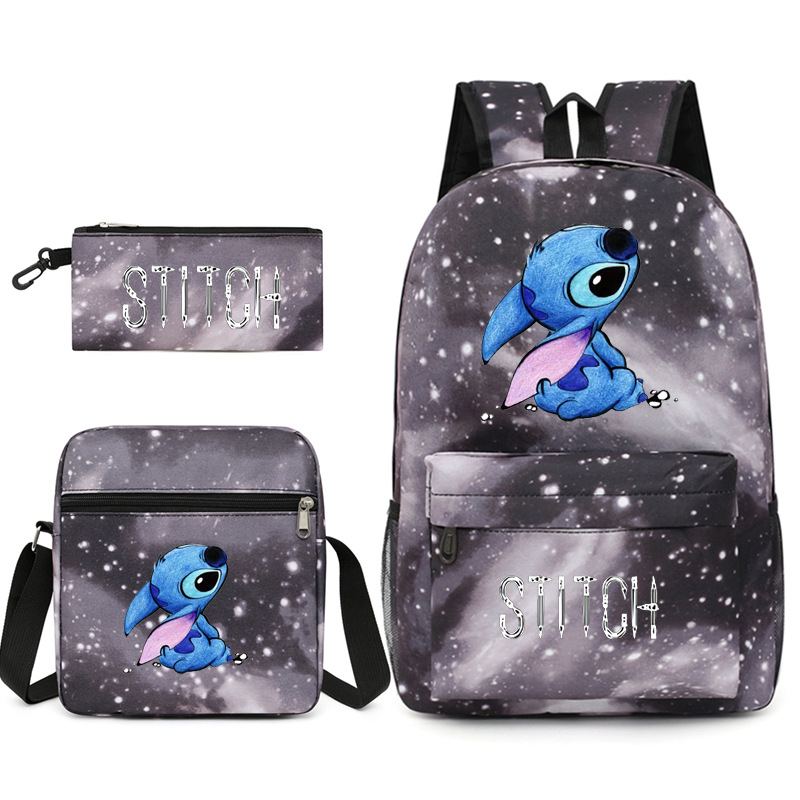 Baby Stitch Mochila infantil Mochila Escolar Elementar Conjunto De Três Peças Para Estudantes Anime Crianças Mochila Caixa De Papelaria Lancheira