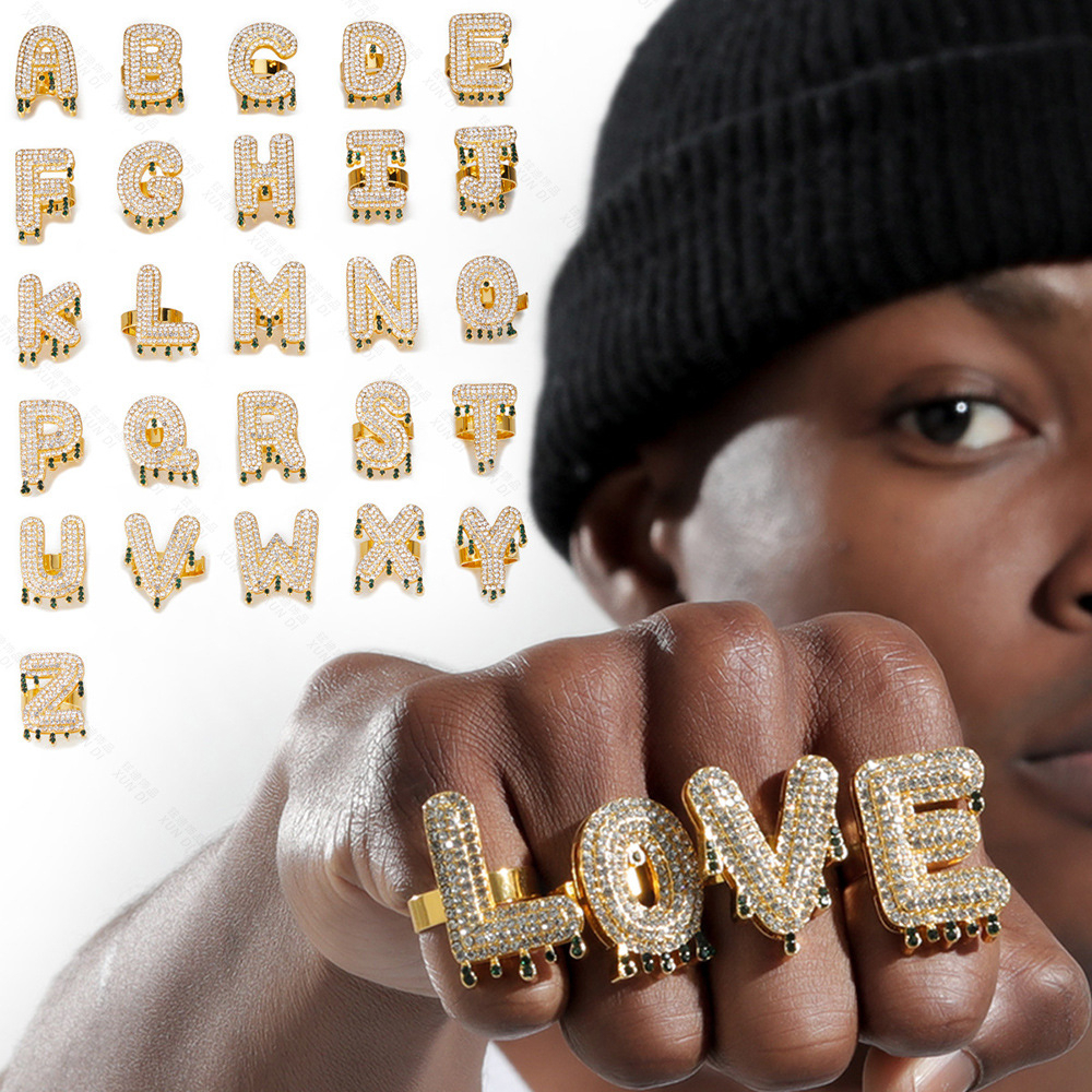 Novo Anel De Hip Hop Faça-Você-Mesmo Com Diamante Sense Carta Inglesa LOVE Completo