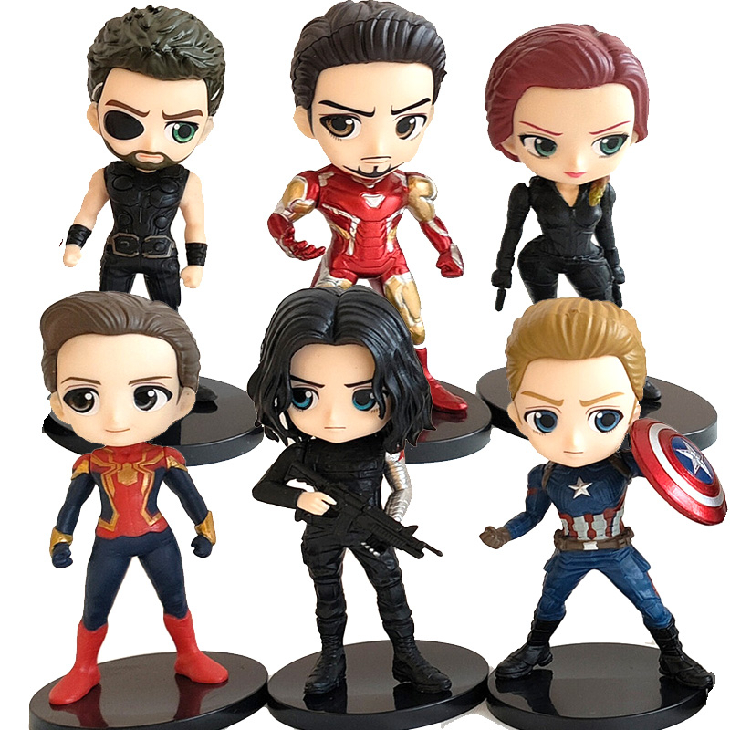 10CM Qposket Black Widow Bucky Barnes Winter Soldier Marvel Dolls Iron Avengers Números De Ação Natasha Romanoff Toys