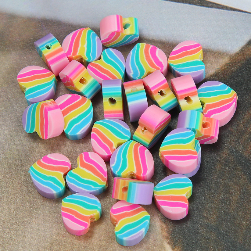 100Pcs Love Beads Contas De Argila Polimérica Espaçadores