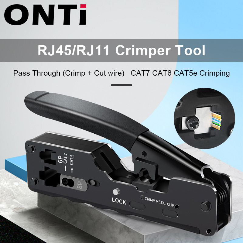 ONTi rj45 Crimpador CAT7 Para Passar Por RJ11 RJ 45 Plugues Modulares ...