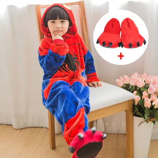 Meninos Homem Aranha Pijama Vermelho Flanela Pijamas Fatos De Moda Kids Cartoon Cosplay Roupa De Inverno Capuz