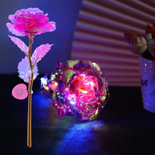 [Rosa Brilhante] 24K Artificial Com Flores De Folha De Ouro Leve Das Mães Presente De Aniversário Do Dia Dos Namorados em Oferta na Shopee