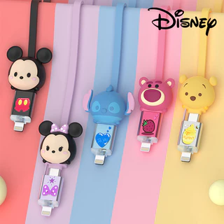 [Máximo 60W] Disney TsumTsum 4 Em 1 Cabo De Dados De Carregamento Rápido Mickey Minnie Lotso Stitch Winne The Pooh Type-c Interface USB Telefone Celular Flash Portátil Fofo 1,1m