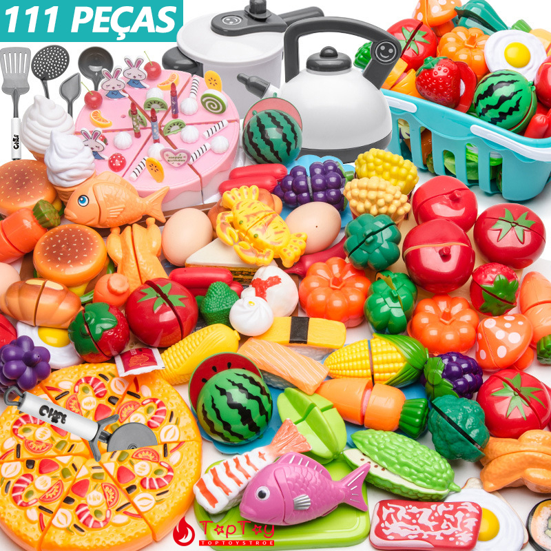 Jogo De Comida Comidinha Infantil Para Cortar Kit 26 Pecas