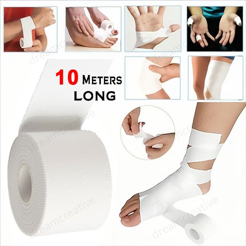 10M Fita Esportiva Atlética Branca À Prova D'água Fácil Rasgar Sem Resíduos Pegajosos Mueller Suporte De Lesões Por Tensão Joelho Muscular Pés