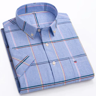 Casual 100% Algodão Manga Curta Xadrez Masculina Camisas Plus Size Tamanho 7xl Camisa De Homem