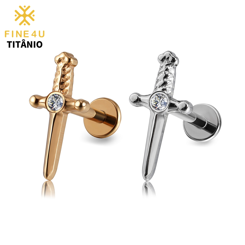 FINE4U Piercing Titânio Para Garota legal Helix Conch Tragus Cartilagem e Outros Hipoalergênico