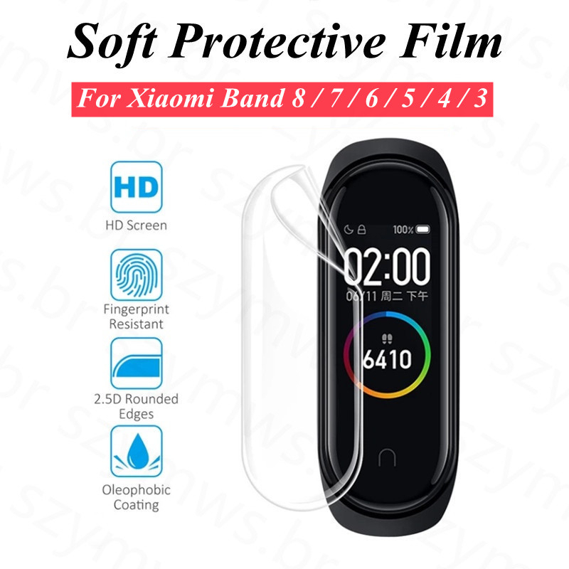 Película Protetora De Tela Hydrogel Para Xiaomi Mi Band 8 7 6 5 4 3 Macia TPU