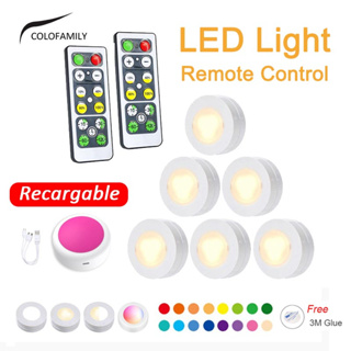 [Escolha De Valor] 6pcs 16colores Luz LED De Controle Remoto De Noite Parede Sem Fio Inteligente De Disco 3AAA De Armário Alimentada Por Bateria Luzes