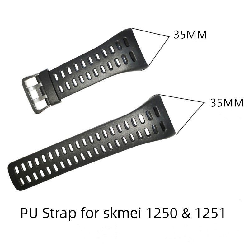 Cinta Esportiva Exterior Para Skmei 1251 1250 Preto Verde Cor Soft PU Band Compatível Com Relógios De 35mm De Largura