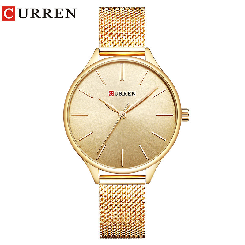 Relógio feminino original Curren aço inoxidável quartzo resistente à água 9024x