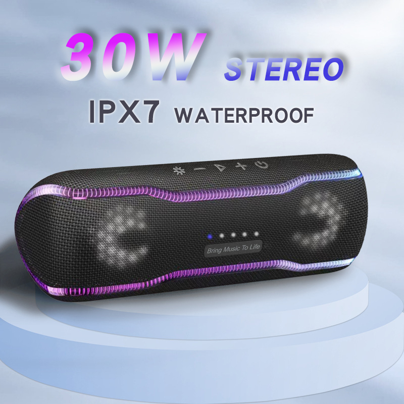 WISE TIGER Altifalante Exterior À Prova De Água Bluetooth IPX7 30w BT5.3 Estéreo Surround Com Luzes De Pulso Frias EQ