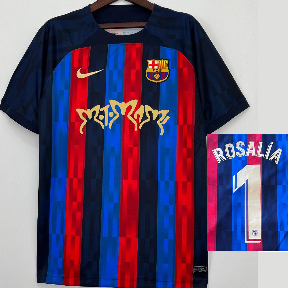 222/23 Barcelona Rosalía Home Soccer Jersey Mens Edição Limitada Fãs Versão Camisa De Futebol