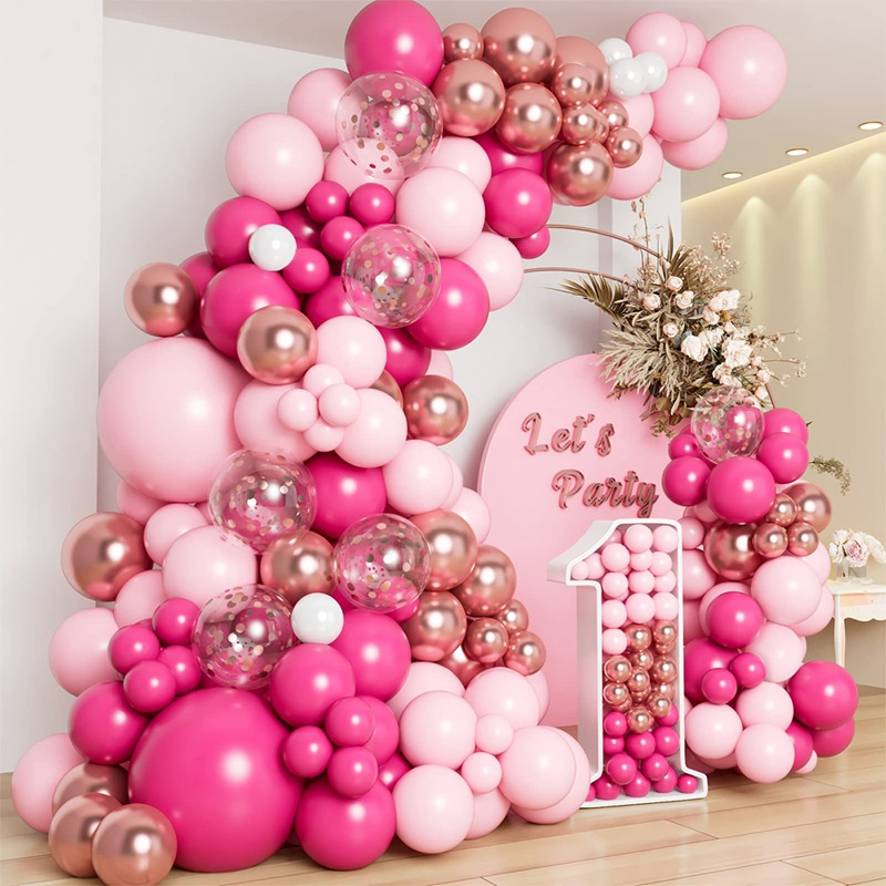 109pcs Balões De Beleza Rosa Princesa Decoração Menina 1a Festa De