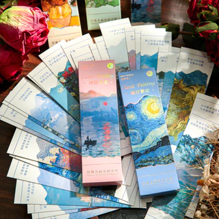 Mr. Paper 30 folhas pela caixa Pinturas famosas clássicas Plantas de van gogh Flores e paisagens Marcador de ideias Tenda de mão para decoração de parede Aluno leitura livro clipe