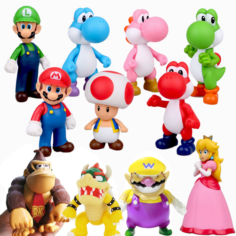 5'' Super Mario Luigi Bowser Koopa Yoshi Donkey Kong Wario Figuras Do Jogo Koopa Troopa Toad Princesa Peach Dolls Kids Toys