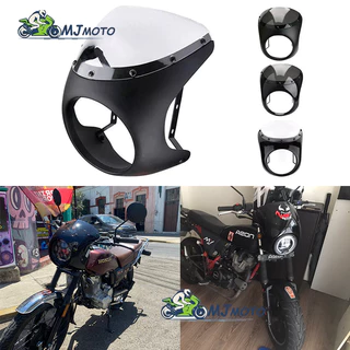 7'Capa Da Tela De Carenagem Do Farol Motocicleta Protetor Universal Retro Cafe Racer Headlight Windshield