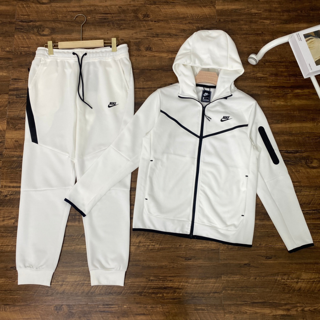 White Set Overseas Edition Tech Fleece Series Casaco Com Capuz Para Homens De Algodão Puro