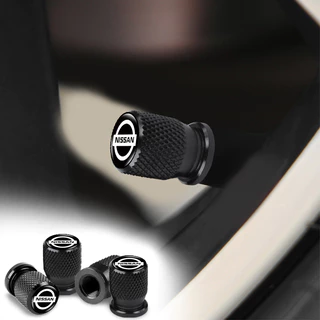 4pcs Tampa Roscada De Alumínio Para Pneus De Carro À Prova De Vazamentos De Válvula Com O Logotipo Do Criativo Nissan Tiida Teana Skyline Juke X-trail Almera Qashqai 350Z 370Z 240SX