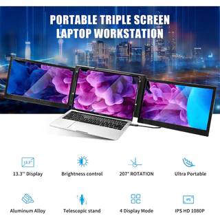 OFIYAA P2 Pro Tela Portátil Tripla Expansor De 13,3 Polegadas Tipo C De 1080p Plug Hd Para Sistemas Operacionais Windows E Mac Apenas Requer Conexão De Um Fio