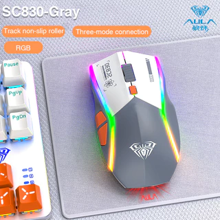 Aula SC830 mouse De Jogo Sem Fio Bluetooth/2.4G/Com RGB Efeito De Luz Para WindowsXP/Vista/7/8/10