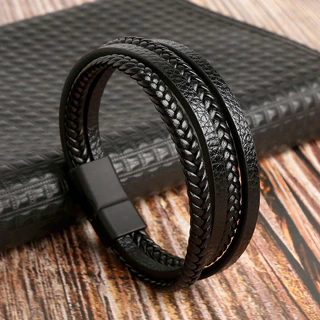 Pulseiras De Couro Moda Clássica Multicamadas Trançado Para Homens Acessórios De Jóias Gift