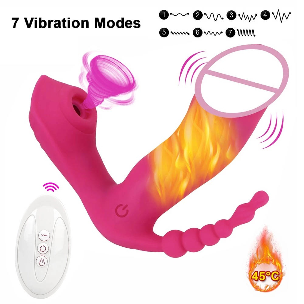 3 Em 1 Vibrador De Sucção Para Mulher Brinquedos Sexuais Anal E Vaginal  Estimulador De Clitóris Multifuncional Dildo Portátil