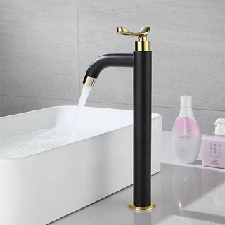 Torneira De Lavatório De Banheiro 304 Aço Inoxidável Ouro Preto Água Fria Somente Cozinha Montada No Convés Da