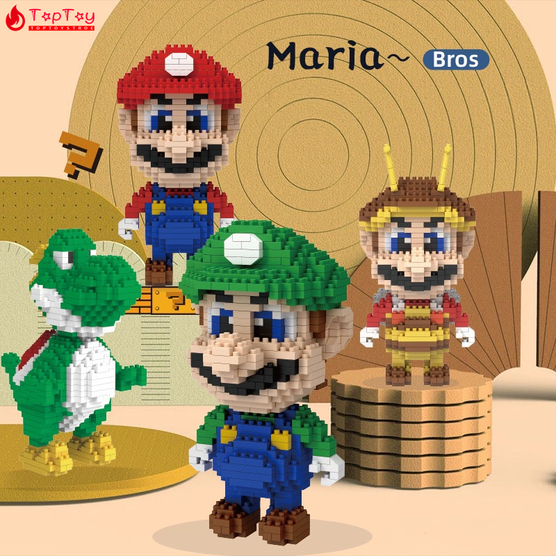 Super Mario Bros Blocos De Montar Modelo Nano Blocos Brinquedos Educativos Para Crianças Luigi E Yoshi Brinquedos De Menino & Brinquedos De Menina Presente de Aniversário