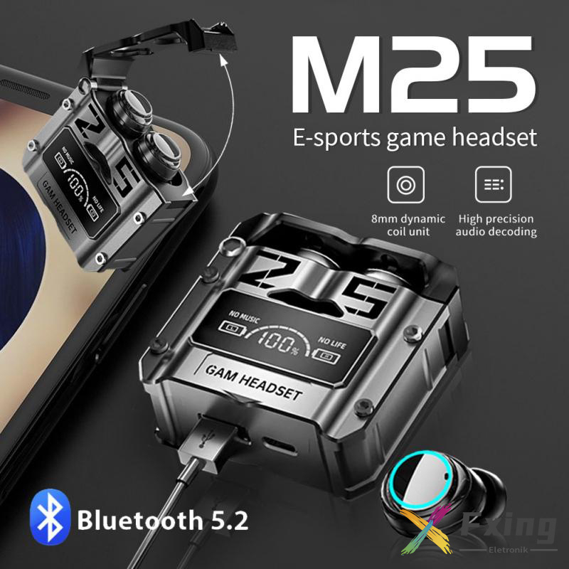 2022 Novo TWS M25 Fone De Ouvido bluetooth 4500mAl Power Bank 5.3 Sem Fio À Prova D'água 9D Stereo Sports Earbuds LED Microphoe