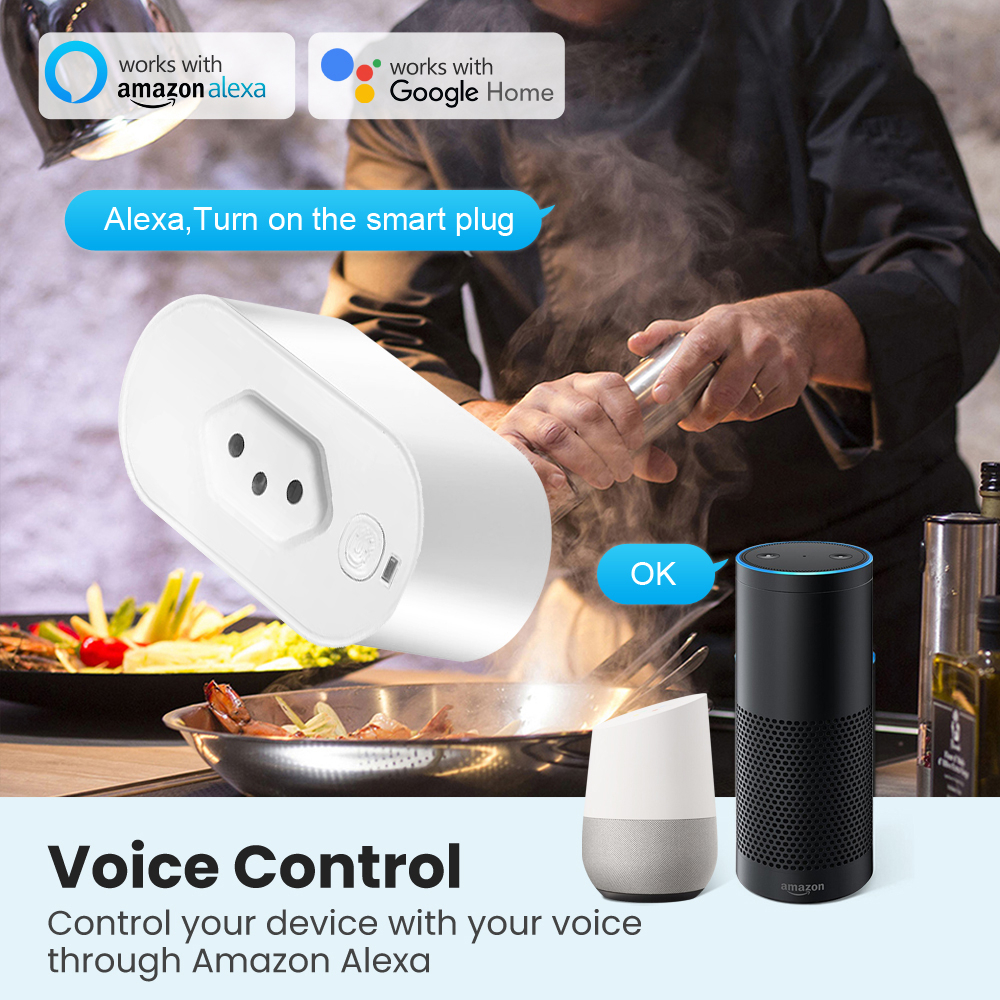 Avatto Tuya 16/20a Brasil Padrão Wifi Smart Life Plug Compatível Com O Plugue De Voz Inteligente Para Google Alexa Home