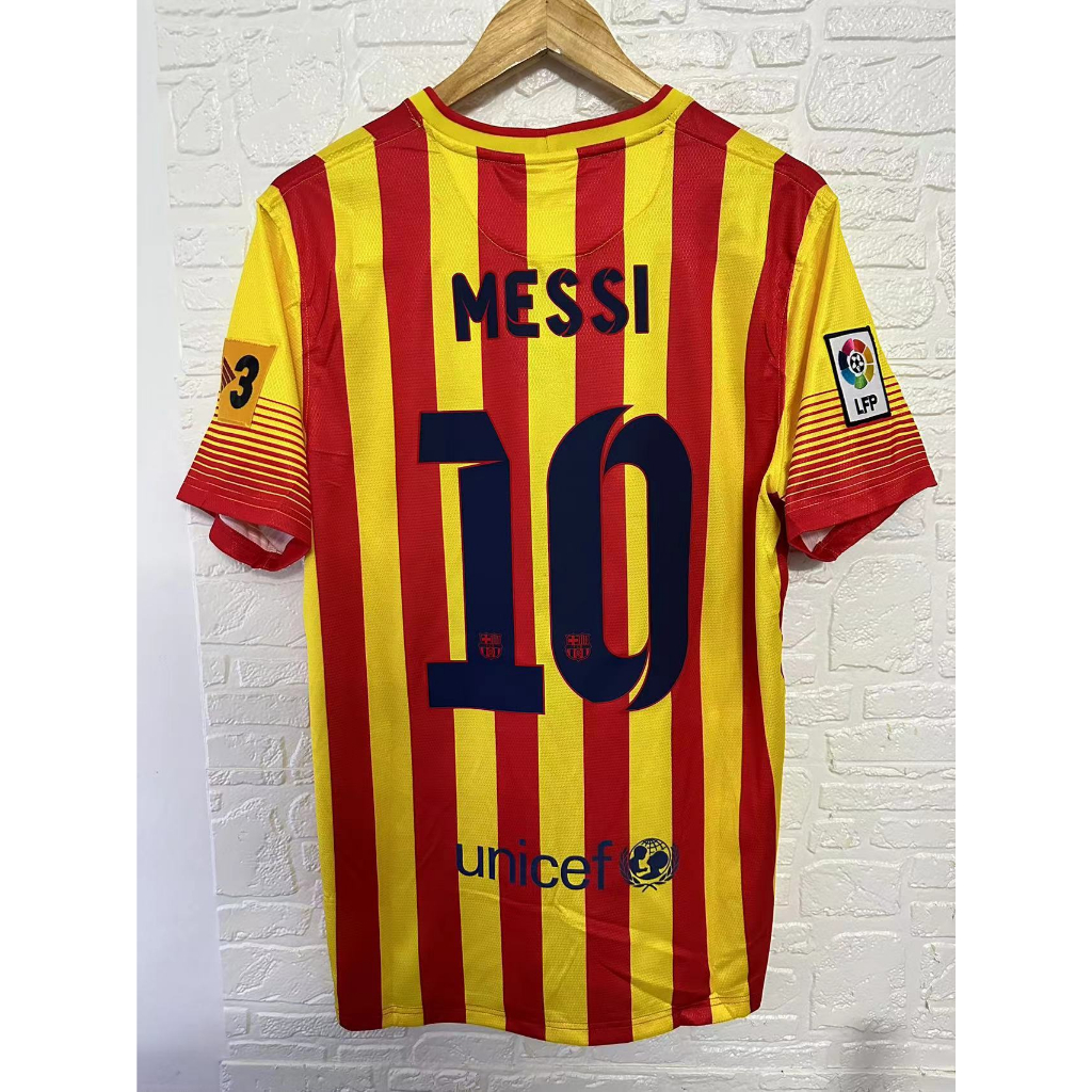 13-14 Barcelona MESSI NEYMAR JR Camiseta Personalizada De Alta Qualidade Retro Football Jersey