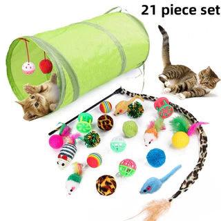 Conjunto de brinquedos para gatos de estimação 21 peças Canal de gatos Ratinho Combinado de Rato de Pelúcia