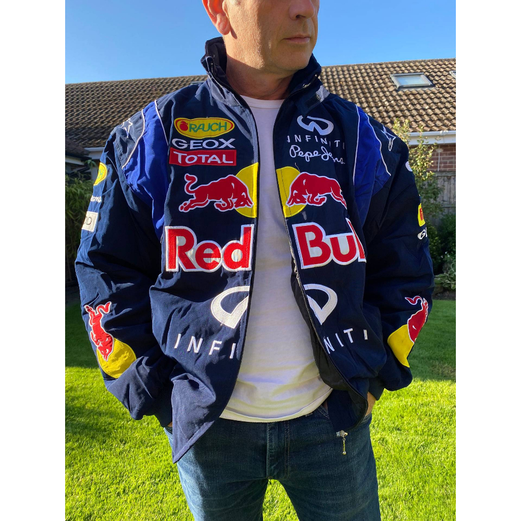 f1 Racing Jersey Red Bull Frota Casual Jaqueta Motocicleta Americano Retrô Bordado Completo De Algodão