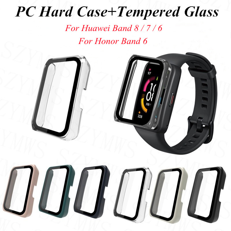 Huawei Band 8/7 6 Honor 6 PC Cobertura Da Caixa Com Filme Protetor De Tela De Vidro Temperado Total Bracelete De Alça De Silicone