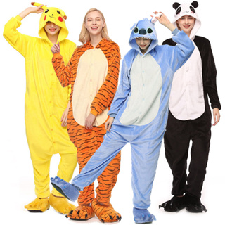 Compre Pijama adulto amarelo pikachu kigurumi animal pijamas cosplay traje  camisola novo