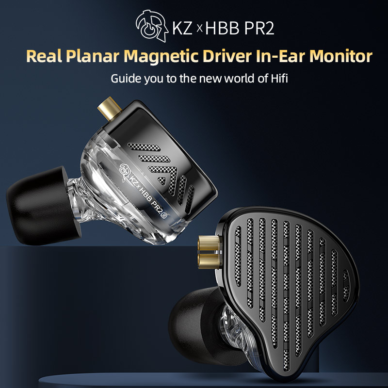 KZ X HBB PR2 HIFI Melhor Em Fones De Ouvido Real Planar Driver Magnético IEMs Fone Baixo Metálico Monitor Com Cabo Prateado