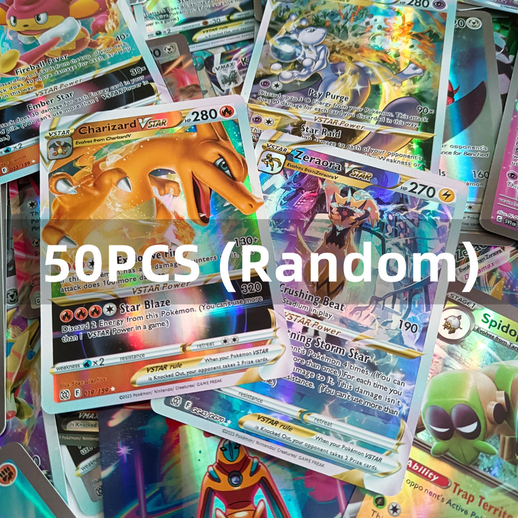 Lote 100 Cartão Pokémon Novo Brilhante VSTAR/VMAX/EX Coleção De Cartões ...