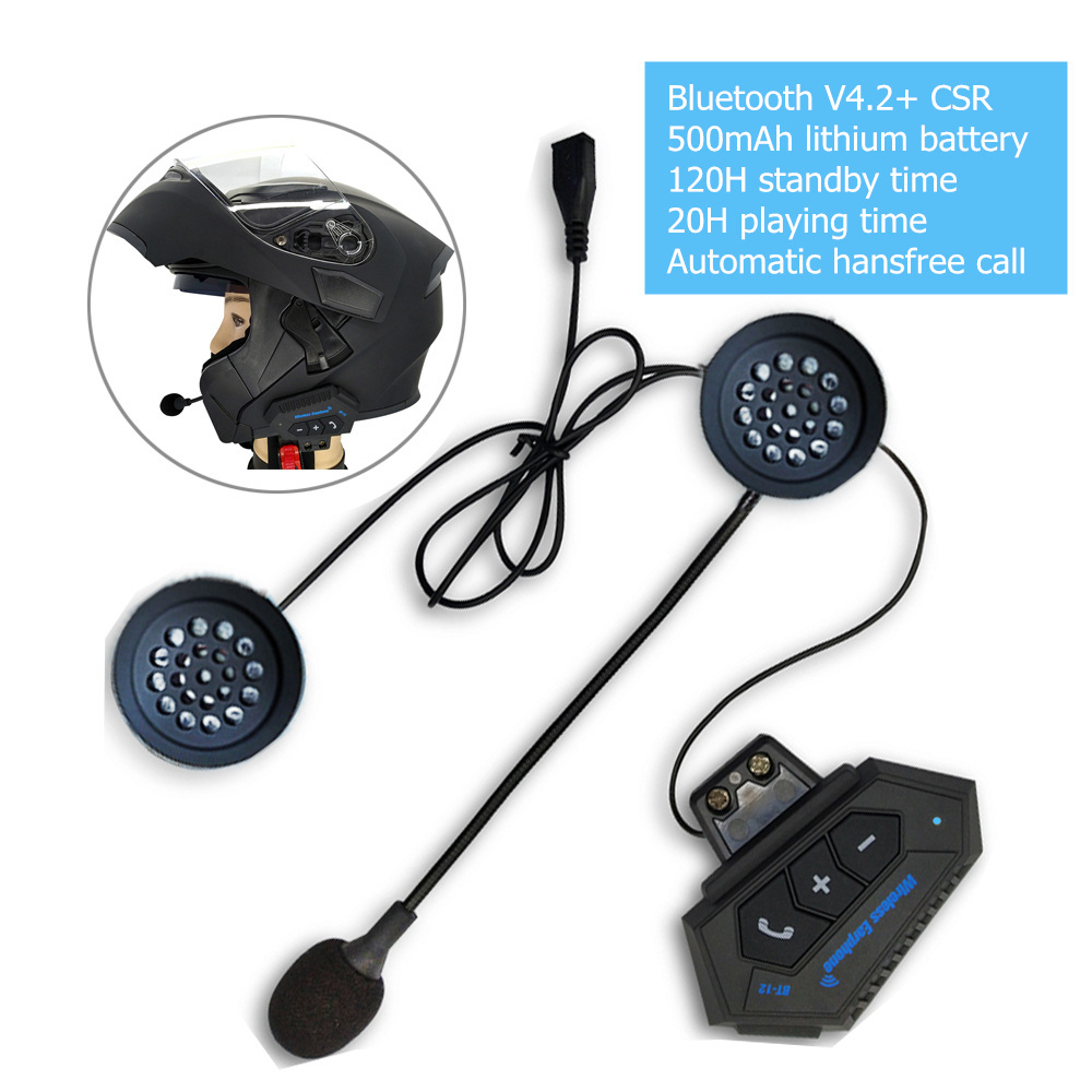 Imagem do produto BT12 Bluetooth 5.0 Fone De Ouvido Capacete Da Motocicleta Sem Fio Handsfree Fones Estéreo Leitor Música Alto-Falante Sup 3
