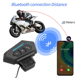 BT12 Fone De Ouvido Bluetooth De Motocicleta À Prova D'água Sem Fio Mãos Livres 20H Tempo De Reprodução Para Telefone MP3 Mp4