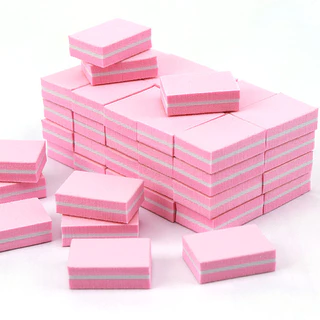 Lote De 50pcs Mini Blocos De Lixa De Unhas De Dupla Face Esponja Colorida Tiras De Polimento Manicure Ferramentas