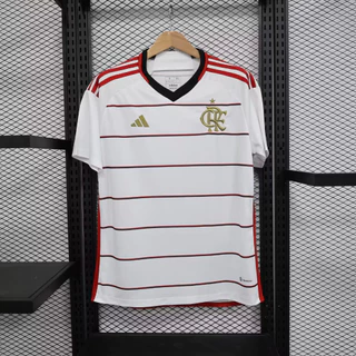23-24 Temporada de jogo fora White Football Jersey /flamingo White Jersey
