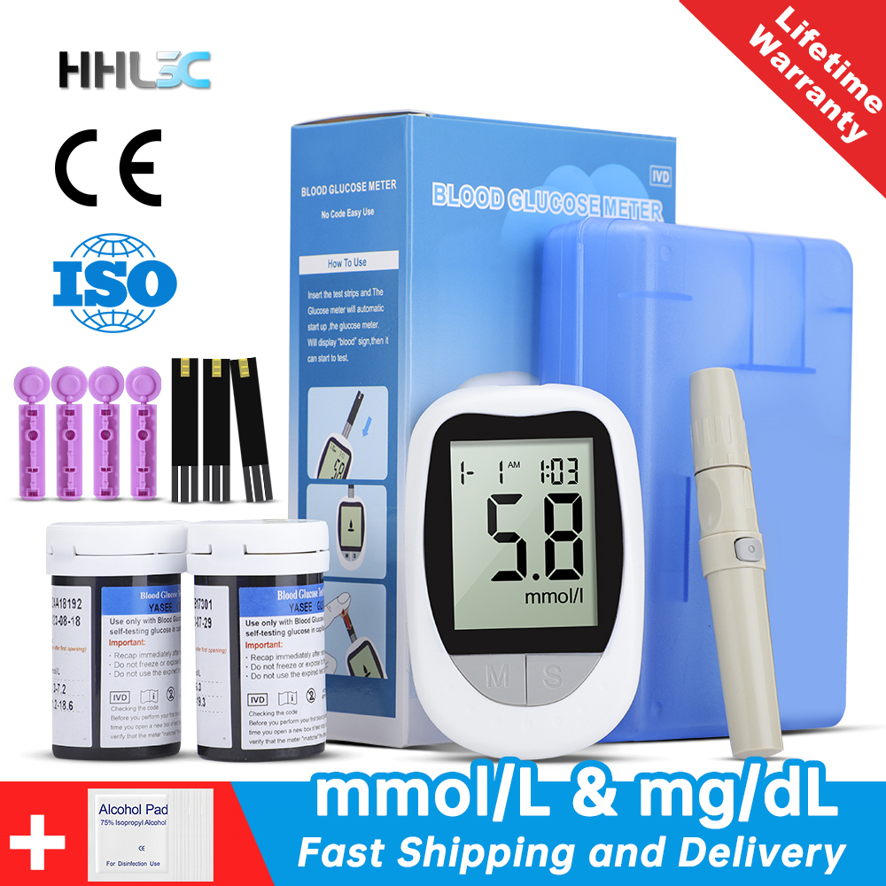 Kit De Glicose No Sangue Medidor Diabetes 50/100 Tiras De Teste Lancetas Médico De Açúcar