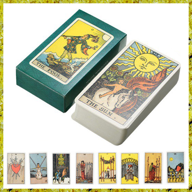 Alta qualidade do jogo de tarô dourado, 12x7, com guia de papel, cartas  clássicas adivinhação, versão Inglês