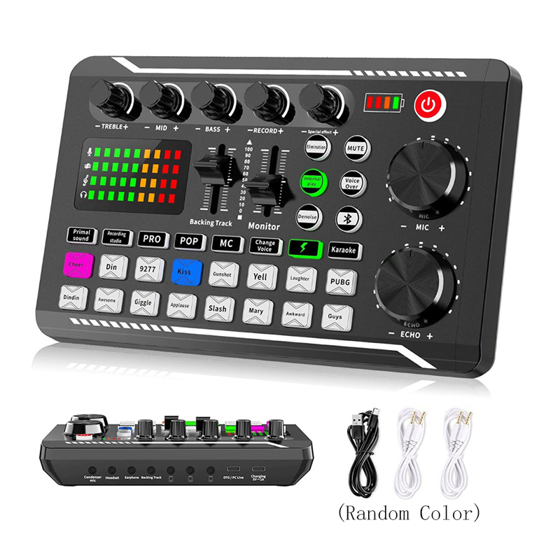 Placa De Mixagem De Áudio Bluetooth Mixer Live Sound Card Console Amplificador De Efeitos Sonoros Para Gravação De Transmissão Ao Vivo