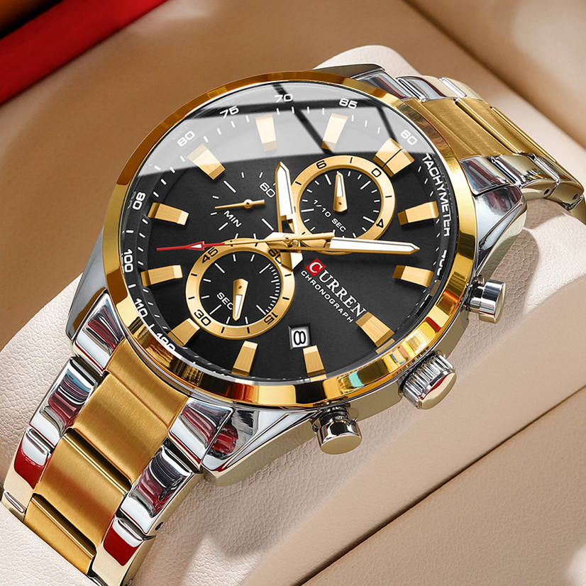 Novo Relógio CURREN Original Marca Relógios Masculinos De Aço Inoxidável Top Luxo Moda Multifuncional Cronógrafo Casual Business Sports Quartz Waterproof 8445 X
