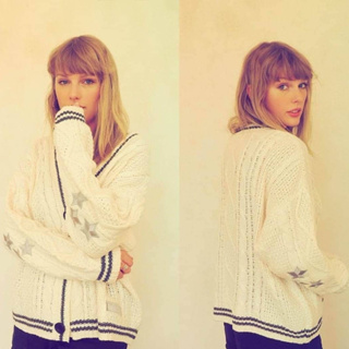 taylor swift Mesmo Estilo Folclórico Camisola De Malha cardigan