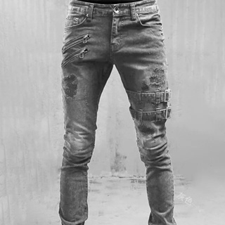 Nova Moda Vintage Moto Biker Jeans Homens Hip Hop Streetwear Rasgado Calças  Jeans Com Zíper Masculino Fino Ajuste Roupas De $279,34